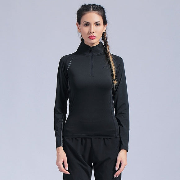 Yoga Fitness Zipper Reflective Shirts Long Sleeve Running jacket Gym Women 2019 Top Quick-drying Female Breathable Tee