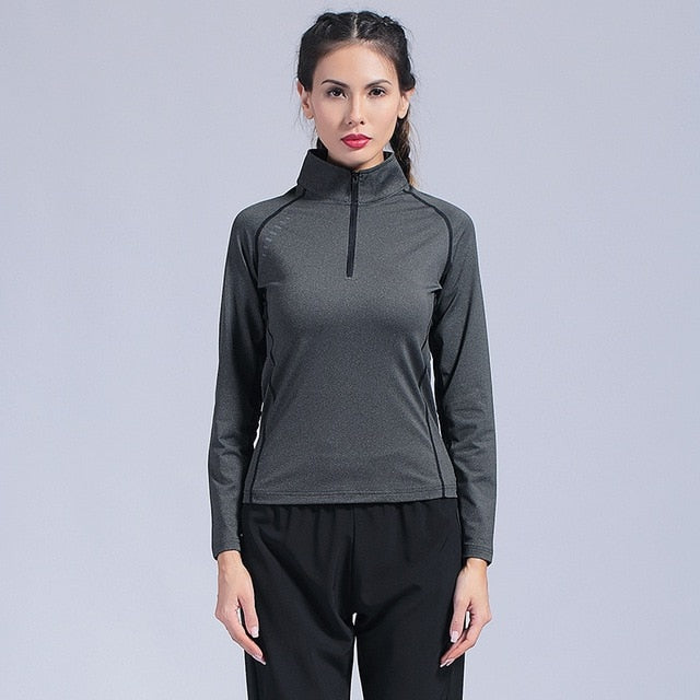 Yoga Fitness Zipper Reflective Shirts Long Sleeve Running jacket Gym Women 2019 Top Quick-drying Female Breathable Tee