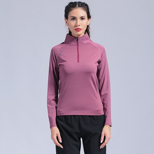 Yoga Fitness Zipper Reflective Shirts Long Sleeve Running jacket Gym Women 2019 Top Quick-drying Female Breathable Tee