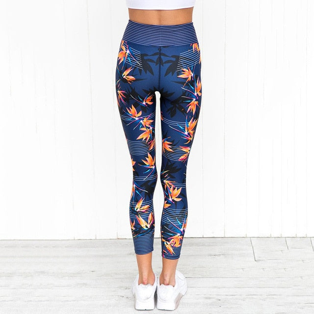 3 clolors  Yoga Pants Fitness Sport Leggings Stripe Printing Elastic Gym Workout Tights S-XL Running Trousers Plus Size