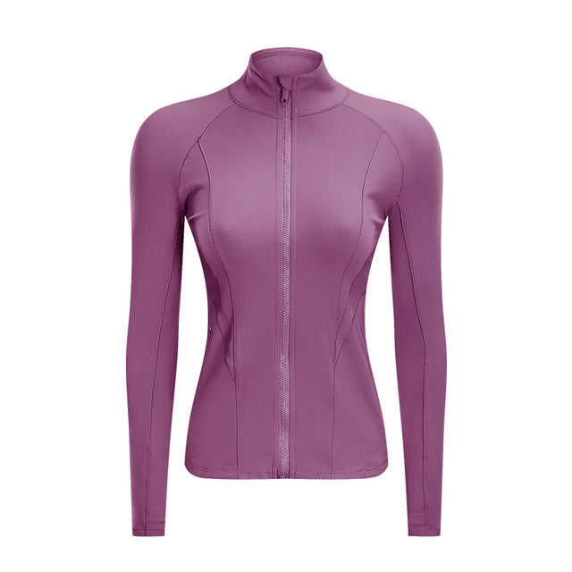 Raibaallu double-sided worsted yoga jacket stretch zipper fitness thread sports jacket for women autumn and winter