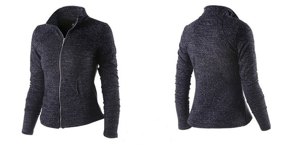 U Women's Sports Jacket Stand Collar Ruched Outerwear Sportswear Ladies Shirt Running Yoga Fitness Zipper Sweater Upperwear