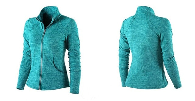 U Women's Sports Jacket Stand Collar Ruched Outerwear Sportswear Ladies Shirt Running Yoga Fitness Zipper Sweater Upperwear