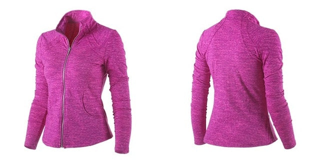 U Women's Sports Jacket Stand Collar Ruched Outerwear Sportswear Ladies Shirt Running Yoga Fitness Zipper Sweater Upperwear