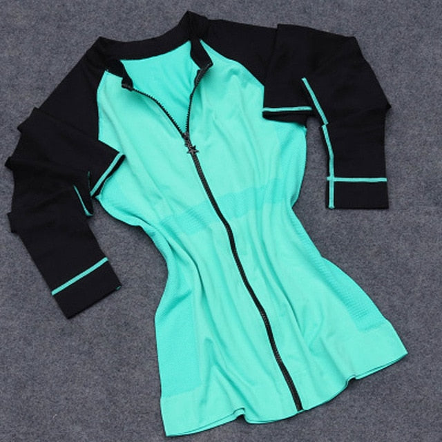 BESGO Spring Autumn Women Sports Jacket Fitness Long Sleeve Zipper Jacket Silm Coat Thumbhole Women Yoga Jacket Running shirts