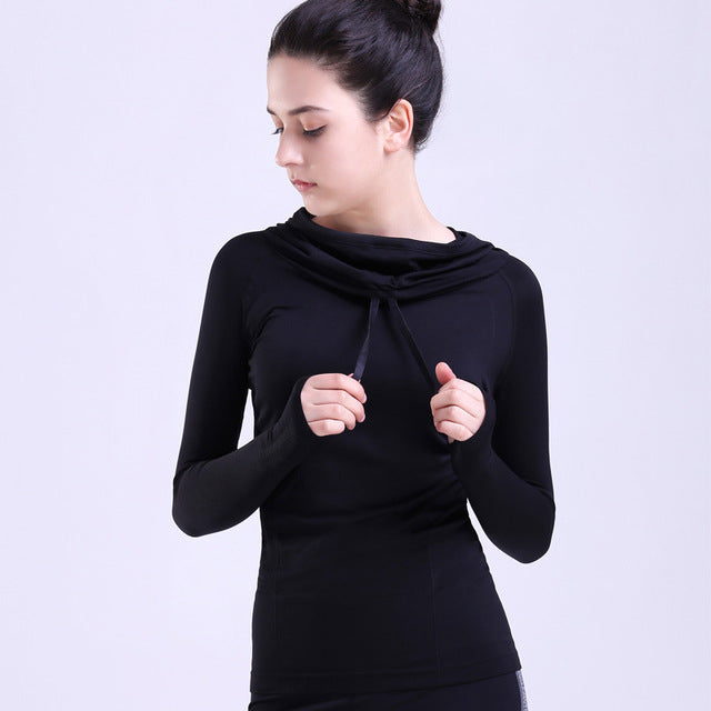 UMLIFE Yoga Hooded Jacket Women Sports Outdoor Long-sleeve Hoodies Shirt Fitness Yoga Coat Lady Slim Breathable Running Clothes
