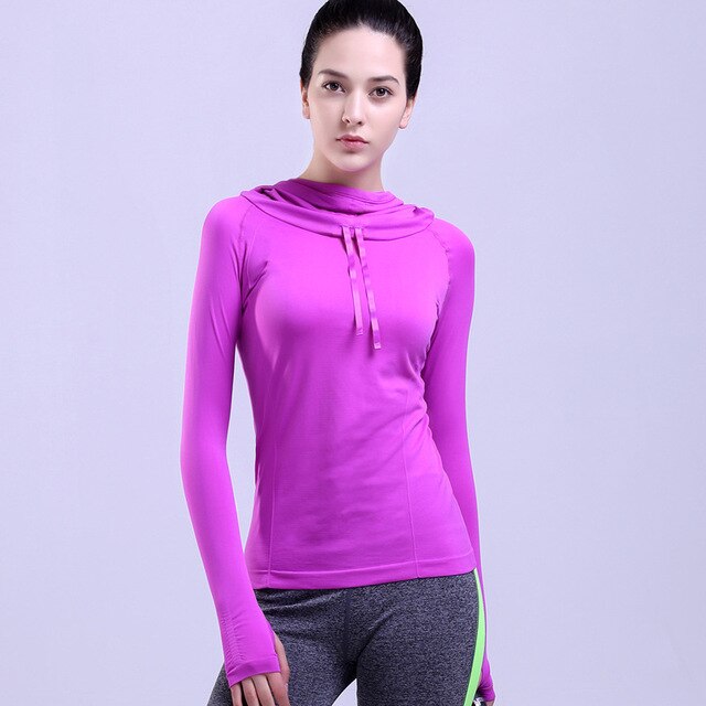 UMLIFE Yoga Hooded Jacket Women Sports Outdoor Long-sleeve Hoodies Shirt Fitness Yoga Coat Lady Slim Breathable Running Clothes