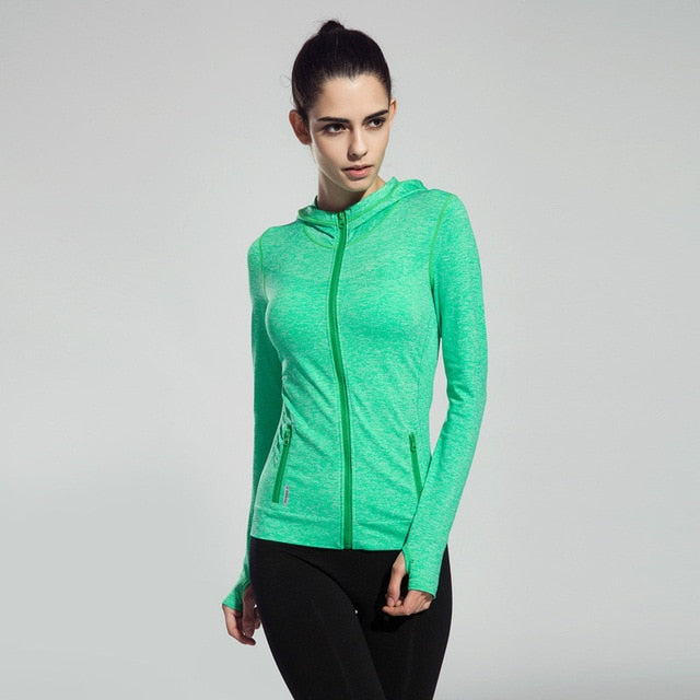 Colorvalue Running Jacket Jersey Women Windproof Hooded Sport Coat Outwear Full Zipper Fitness Yoga Gym Sweatshirt with Pocket