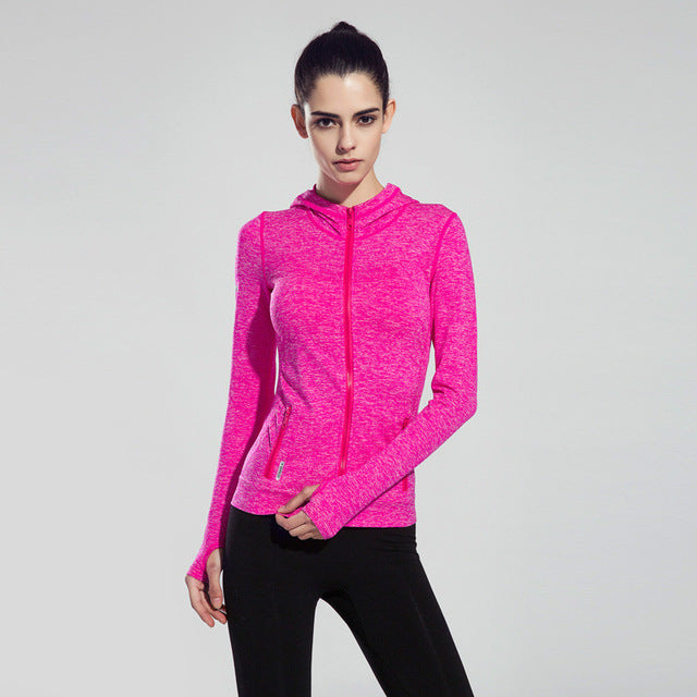 Colorvalue Running Jacket Jersey Women Windproof Hooded Sport Coat Outwear Full Zipper Fitness Yoga Gym Sweatshirt with Pocket