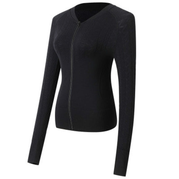Colorvalue Stereoscopic Tissue Pattern Gym Workout Jackets Women Quick Dry Seamless Sport Fitness Coat Outwear with Thumb Holes
