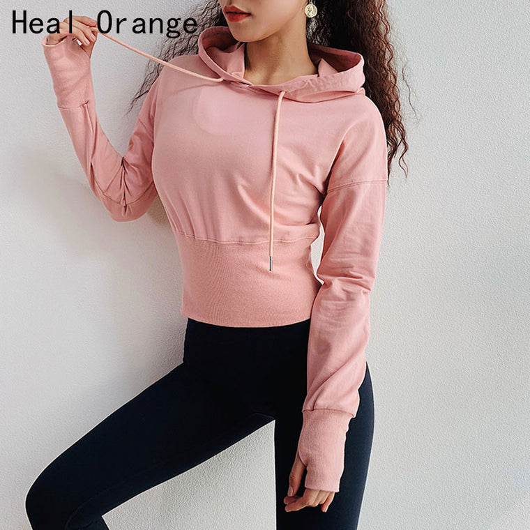 Heal Orange Running Jacket Hoodie Women Sportswear Sport Jacket Women Long Sleeve Sweater Female Yoga Running Fitness Jacket