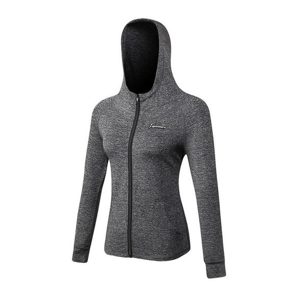 Queshark Women's Running Jacket Fitness Yoga Training Zipper Jacket Sports Hoodie Shirt Quick Dry Jogging Sportswear